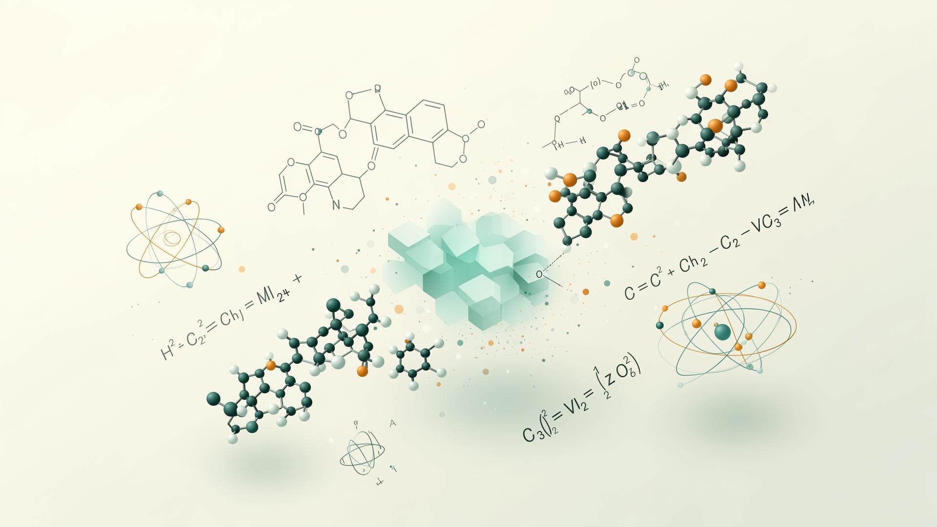 Molecular structures, atomic diagrams and chemistry equations